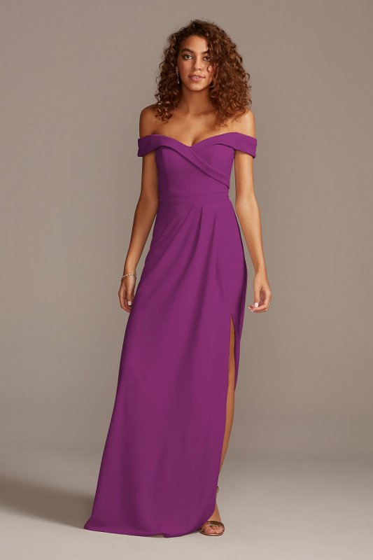 Stretch Crepe Off-the-Shoulder Bridesmaid Dress David's Bridal F20106