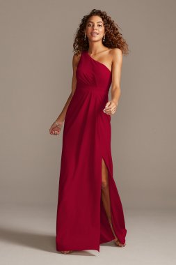 One-Shoulder Stretch Crepe Bridesmaid Dress David's Bridal F20107