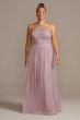 High-Neck Embroidered Soft Net Bridesmaid Dress David's Bridal F20118