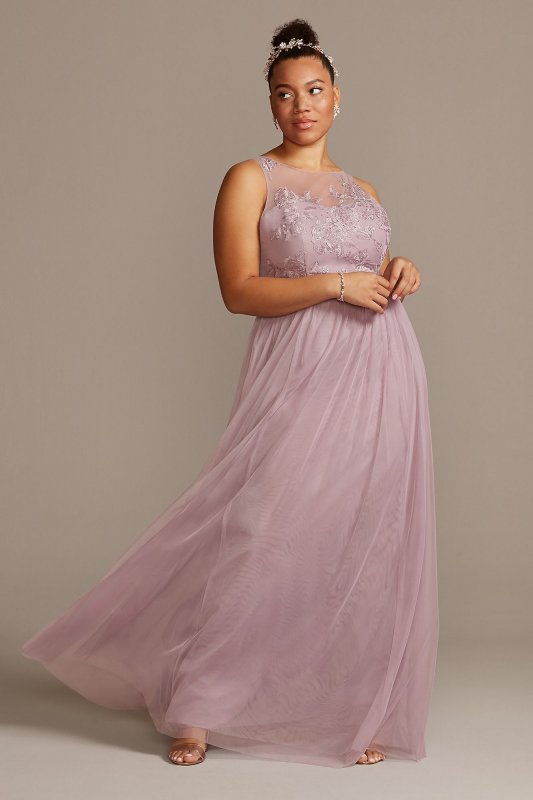 Sleeveless Embroidered Soft Net Bridesmaid Dress David's Bridal F20122