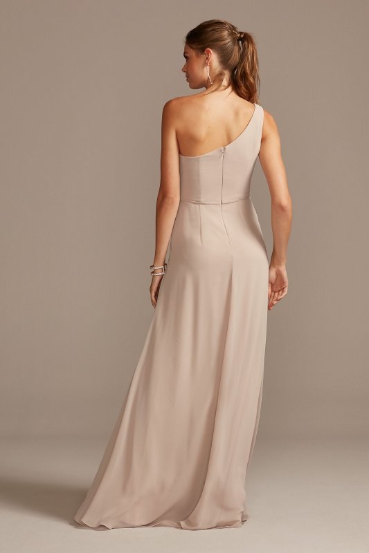 One-Shoulder Simple Chiffon Bridesmaid Dress David's Bridal F20163