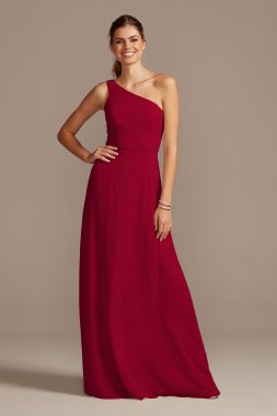 One-Shoulder Simple Chiffon Bridesmaid Dress David's Bridal F20163