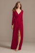 Long Sleeve Wrap Georgette Bridesmaid Dress David's Bridal F20172