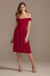 Off the Shoulder Pleated Short Bridesmaid Dress David's Bridal F20173