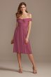 Off the Shoulder Pleated Short Bridesmaid Dress David's Bridal F20173