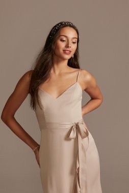 Spaghetti Strap Crepe Ruffle Bridesmaid Dress David's Bridal F20208