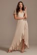 Flutter Sleeve Crepe Satin Ruffle Bridesmaid Dress David's Bridal F20209