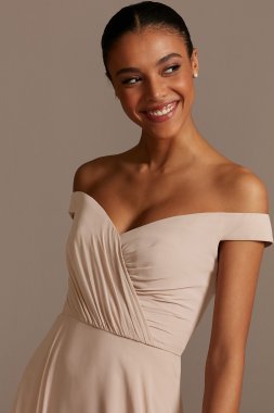 Crepe-Back Satin One-Shoulder Bridesmaid Dress David's Bridal F20099