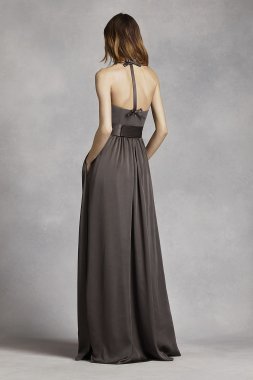 V Neck Halter Gown with Sash White by Vera Wang VW360214