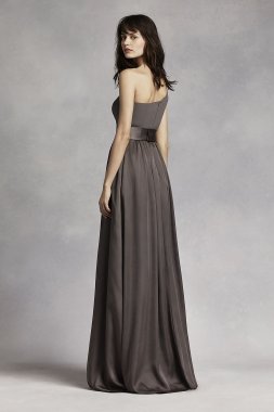 One Shoulder Dress with Satin Sash White by Vera Wang VW360215