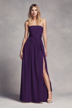 Long Strapless Bridesmaid Dress with Belt White by Vera Wang VW360307