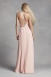 Long Chiffon Dress with Low Crisscross Back White by Vera Wang VW360310