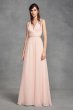 Chiffon Halter Bridesmaid Dress with Tulle Bow White by Vera Wang VW360418