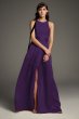 High-Neck Crepe Halter Bridesmaid Gown with Sash White by Vera Wang VW360463