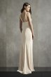 Plunging-V Jersey Satin Trim Bridesmaid Dress White by Vera Wang VW360514