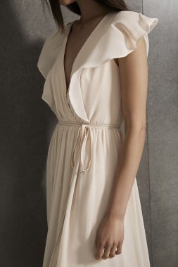 One Shoulder Chiffon Tulip Hem Bridesmaid Dress David's Bridal F20233