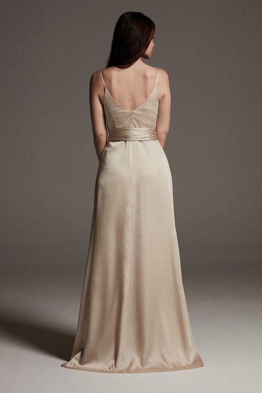 Charmeuse Bridesmaid Dress with Deep V-Neckline White by Vera Wang VW360549