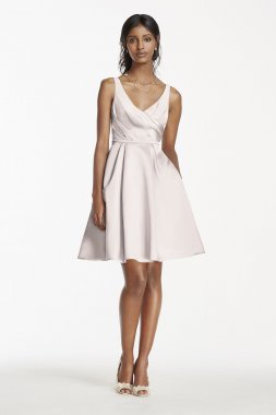 Short Satin Bridesmaid Dress with Tank Straps David's Bridal W10837