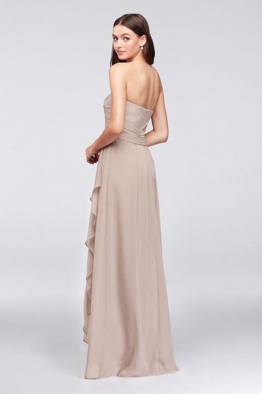 Strapless Crinkle Chiffon Dress with Cascade Skirt David's Bridal W10840