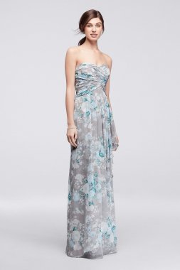 Crinkle Chiffon Dress with Cascading Skirt David's Bridal W10840P