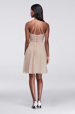 Crepe and Tulle T-Back Bridesmaid Dress White by Vera Wang VW360426