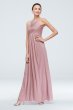 High Neck Pleated Crisscross Glitter Chiffon Dress DB Studio W60093