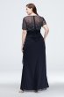 Beaded Illusion Short Sleeve Plus Size Sheath Gown Xscape 1050XW