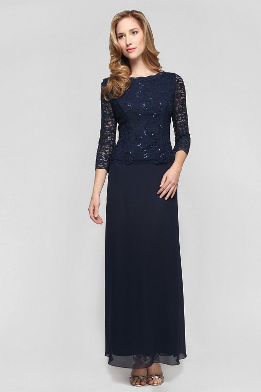 Sequin Lace and Chiffon Mock Two-Piece Gown Alex Evenings 112318