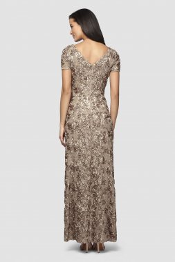 Rosette Lace Cap Sleeve A-Line Gown Alex Evenings 112788