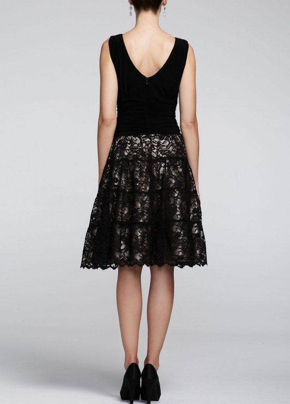 Short Jersey Dress with Full Lace Skirt SLNY 117301