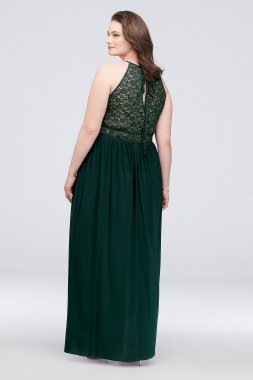 Lace Keyhole Tie Back Plus Size Halter Dress Nightway 12089DW