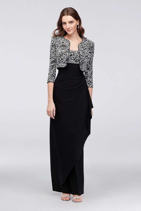 Textural Print Tank Sheath Dress and Jacket Alex Evenings 1211421