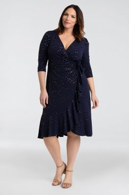 Printed Cascading Plus Size Wrap Dress Kiyonna 12132207