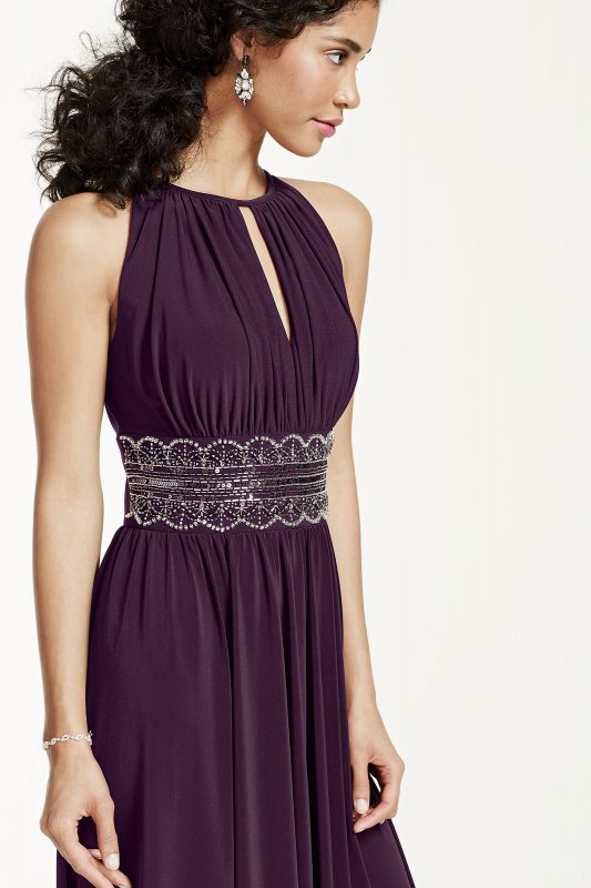 Sleeveless KeyHole Beaded Waist Jersey Dress RM Richards 1298