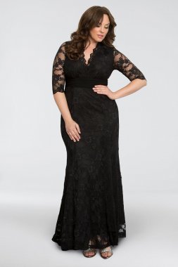 Screen Siren V-Neck Lace Plus Size Gown Kiyonna 13130902