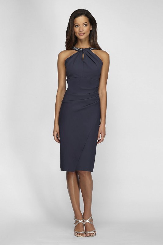 Short Ruched Halter Sheath Dress with Keyhole Alex Evenings 134165