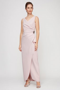 Smoothing Compression Knit Mock Wrap Gown Alex Evenings 134200