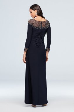 A-Line Plus Size Dress with Beaded Chiffon Overlay Alex Evenings 84351534