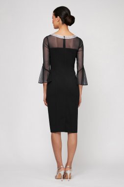 Matte Jersey Dress with Metallic Embroidered Yoke Xscape 1866X