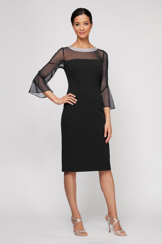 Beaded Collar Illusion Sheath Dress Alex Evenings 160146