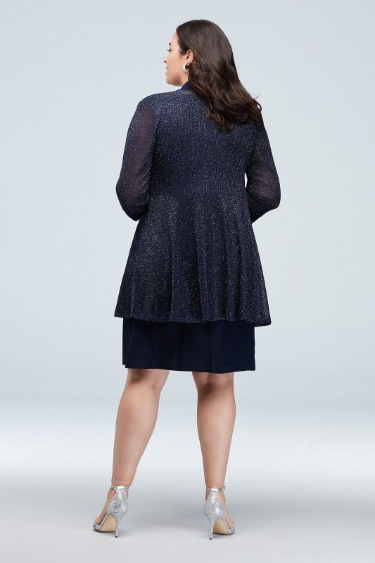 Textured Glitter Plus Size Dress with Necklace RM Richards 1873W