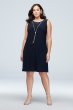 Textured Glitter Plus Size Dress with Necklace RM Richards 1873W