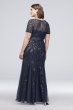 Short-Sleeve Sequined Illusion Plus Size Gown RM Richards 1875W