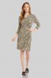 Cheetah Print Faux Wrap 3/4 Sleeve Cascade Dress Karen Kane 1L10500