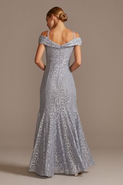 Cold-Shoulder Glitter Lace Mermaid Dress RM Richards 2047