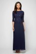 Sequin Lace Boatneck Petite Gown with V-Back Alex Evenings 212318