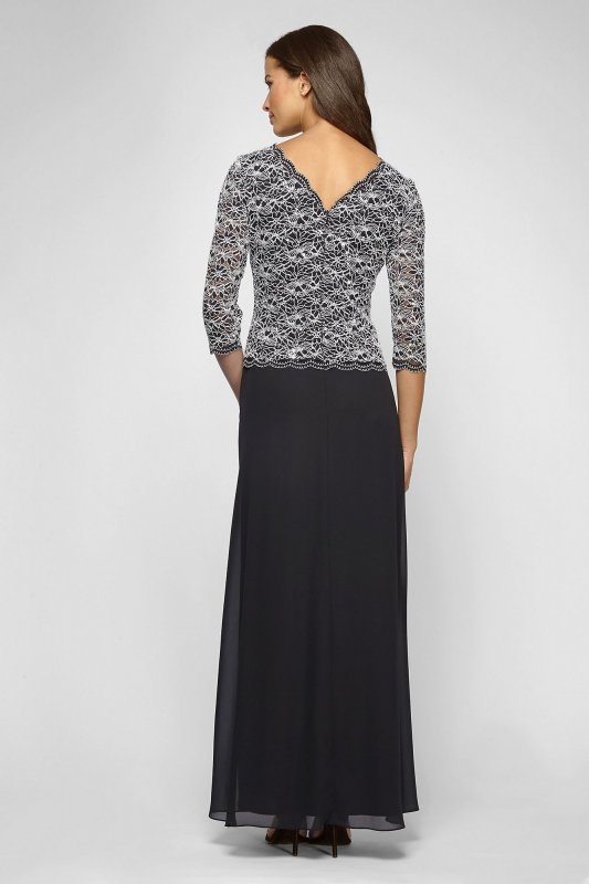 3/4-Sleeve Sequin Lace and Chiffon Petite Dress Alex Evenings 212784