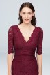 V-Neck Ruched Lace Mermaid Gown with 3/4 Sleeves Nightway 21719