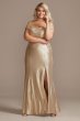 Metallic Off-the-Shoulder Seamed Plus Size Gown Morgan and Co 21761W