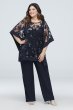 Sequin Lace Plus Size Pantsuit with Sheer Poncho RM Richards 2288W